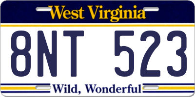 WV license plate 8NT523