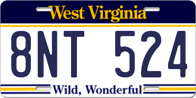 WV license plate 8NT524