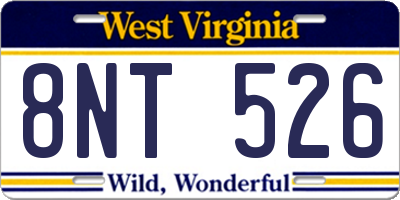 WV license plate 8NT526