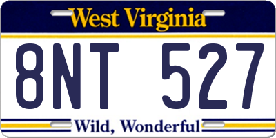 WV license plate 8NT527