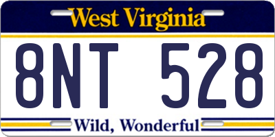 WV license plate 8NT528