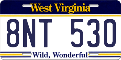 WV license plate 8NT530