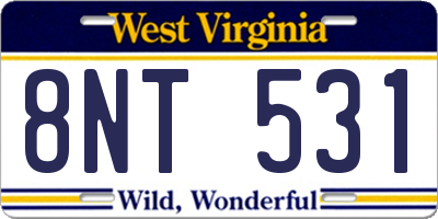 WV license plate 8NT531