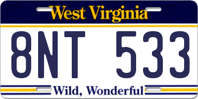WV license plate 8NT533