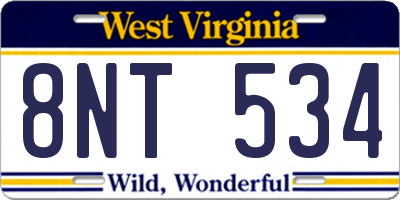 WV license plate 8NT534