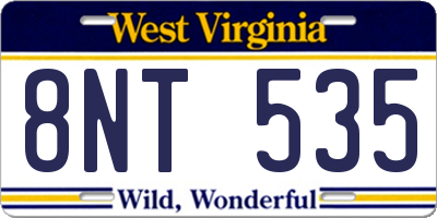 WV license plate 8NT535