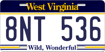 WV license plate 8NT536