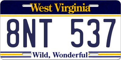 WV license plate 8NT537