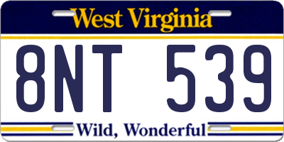 WV license plate 8NT539