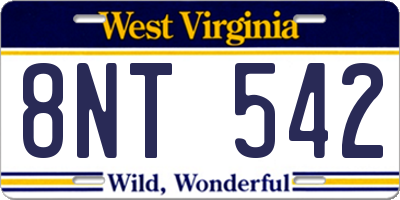 WV license plate 8NT542