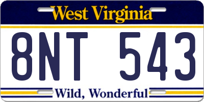 WV license plate 8NT543