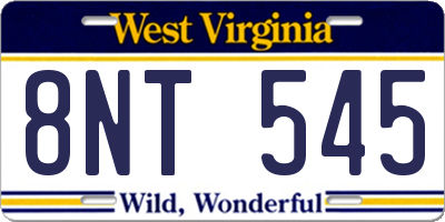 WV license plate 8NT545