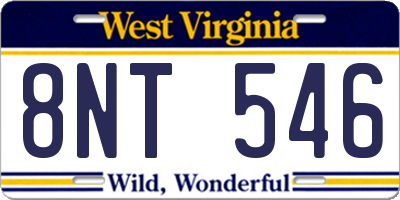 WV license plate 8NT546