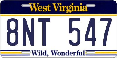 WV license plate 8NT547