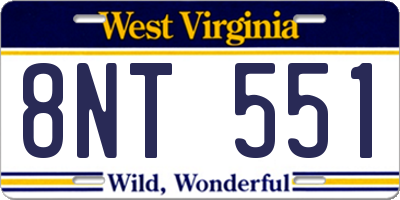 WV license plate 8NT551