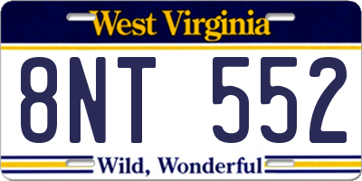 WV license plate 8NT552