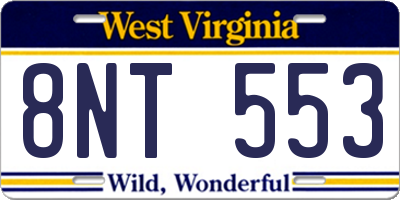 WV license plate 8NT553