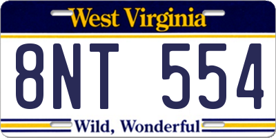 WV license plate 8NT554