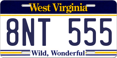 WV license plate 8NT555