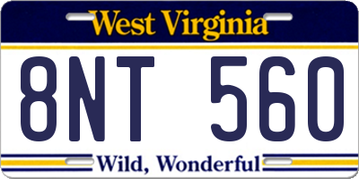 WV license plate 8NT560