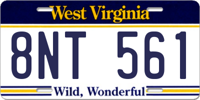WV license plate 8NT561