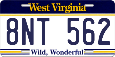 WV license plate 8NT562
