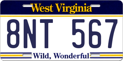 WV license plate 8NT567