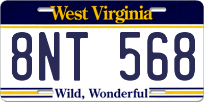 WV license plate 8NT568