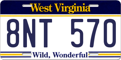 WV license plate 8NT570