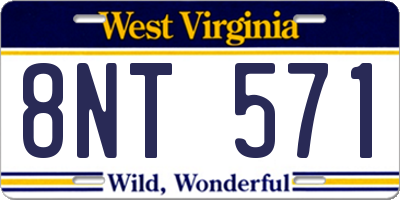 WV license plate 8NT571