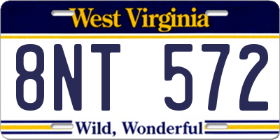 WV license plate 8NT572