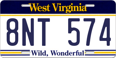 WV license plate 8NT574