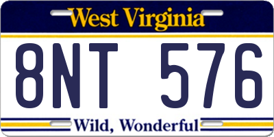 WV license plate 8NT576