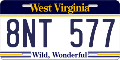 WV license plate 8NT577