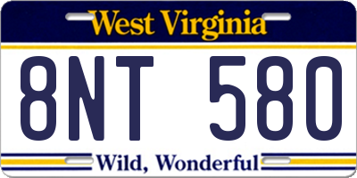 WV license plate 8NT580