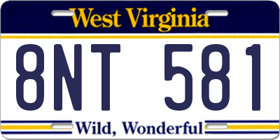 WV license plate 8NT581