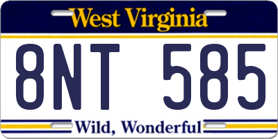 WV license plate 8NT585