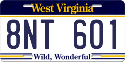 WV license plate 8NT601