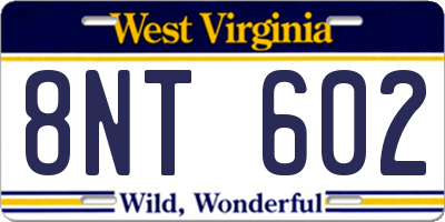WV license plate 8NT602