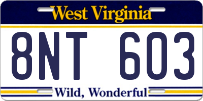 WV license plate 8NT603
