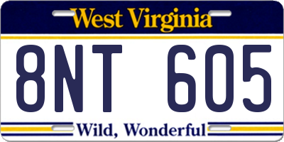 WV license plate 8NT605