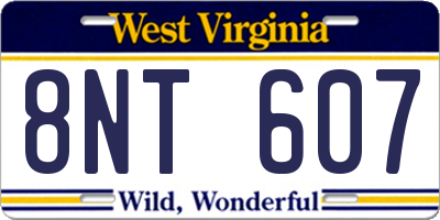 WV license plate 8NT607