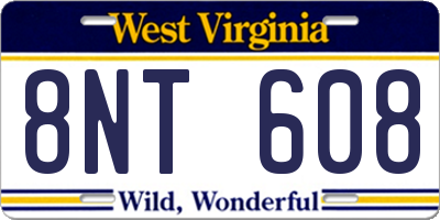 WV license plate 8NT608