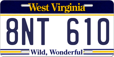WV license plate 8NT610