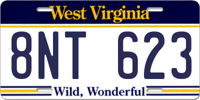 WV license plate 8NT623