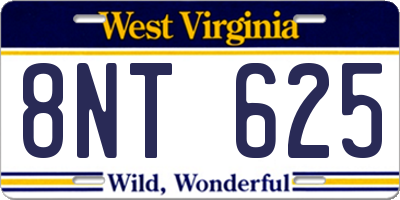 WV license plate 8NT625
