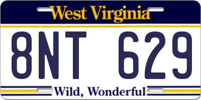 WV license plate 8NT629