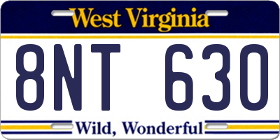 WV license plate 8NT630
