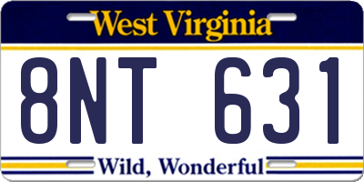WV license plate 8NT631