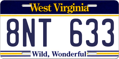 WV license plate 8NT633